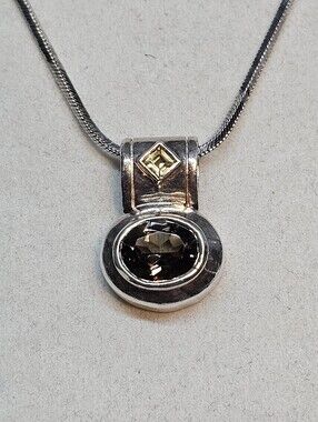 Boma Smoky Quartz and Citrine 925 Silver Necklace